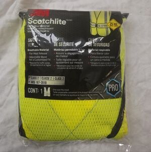 NEW 3M Scotchlite Safety Reflective Vest Class 2 Pro One Size Yellow